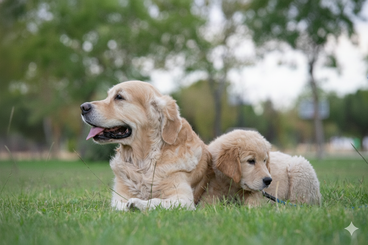 犬とふれあう様子